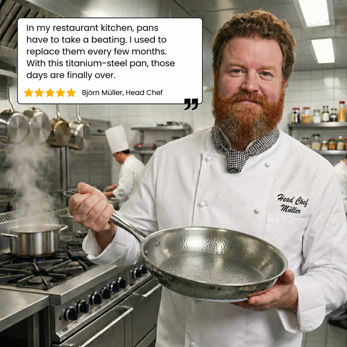 Head chef testimonial for the TitaniumPro Pan
