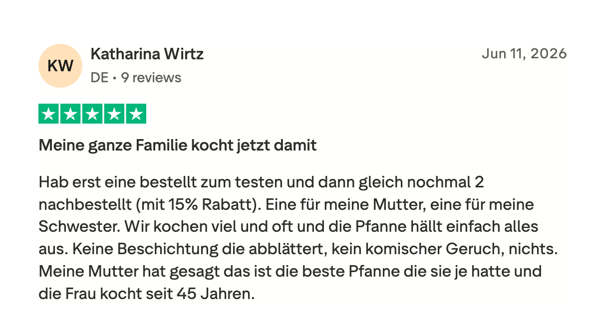 Trustpilot review by Katharina Wirtz